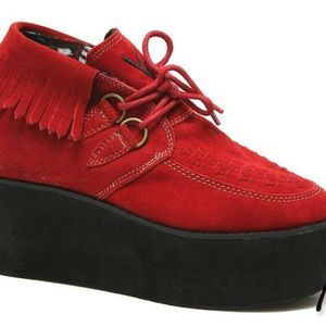 New Y.R.U. ERF Women Hot Fringe Flatform Creeper red Shoes
